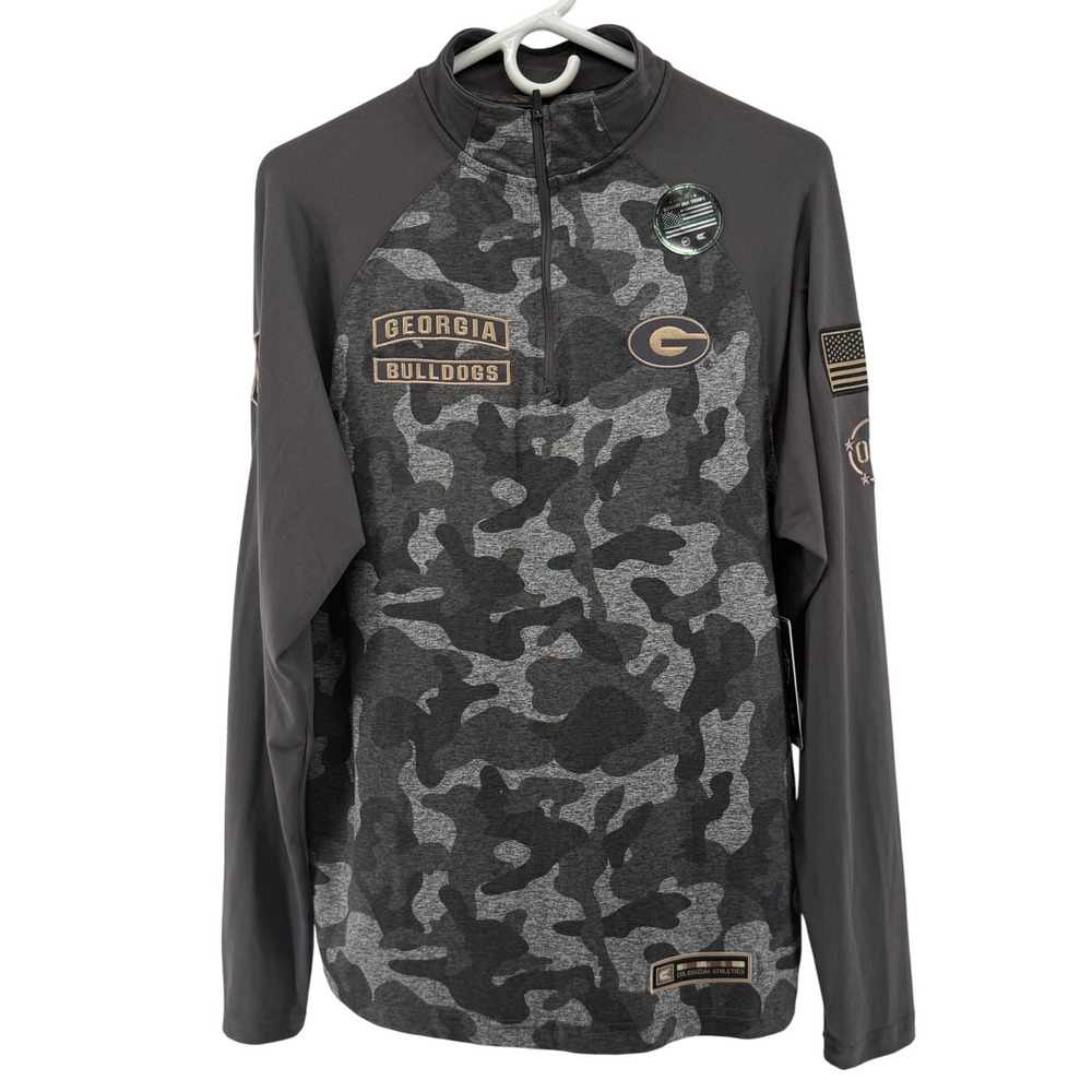 Colosseum Georgia Bulldogs OHT Camo 1/4 Zip Pullover Mens Small Grey NWT - Picture 2 of 6